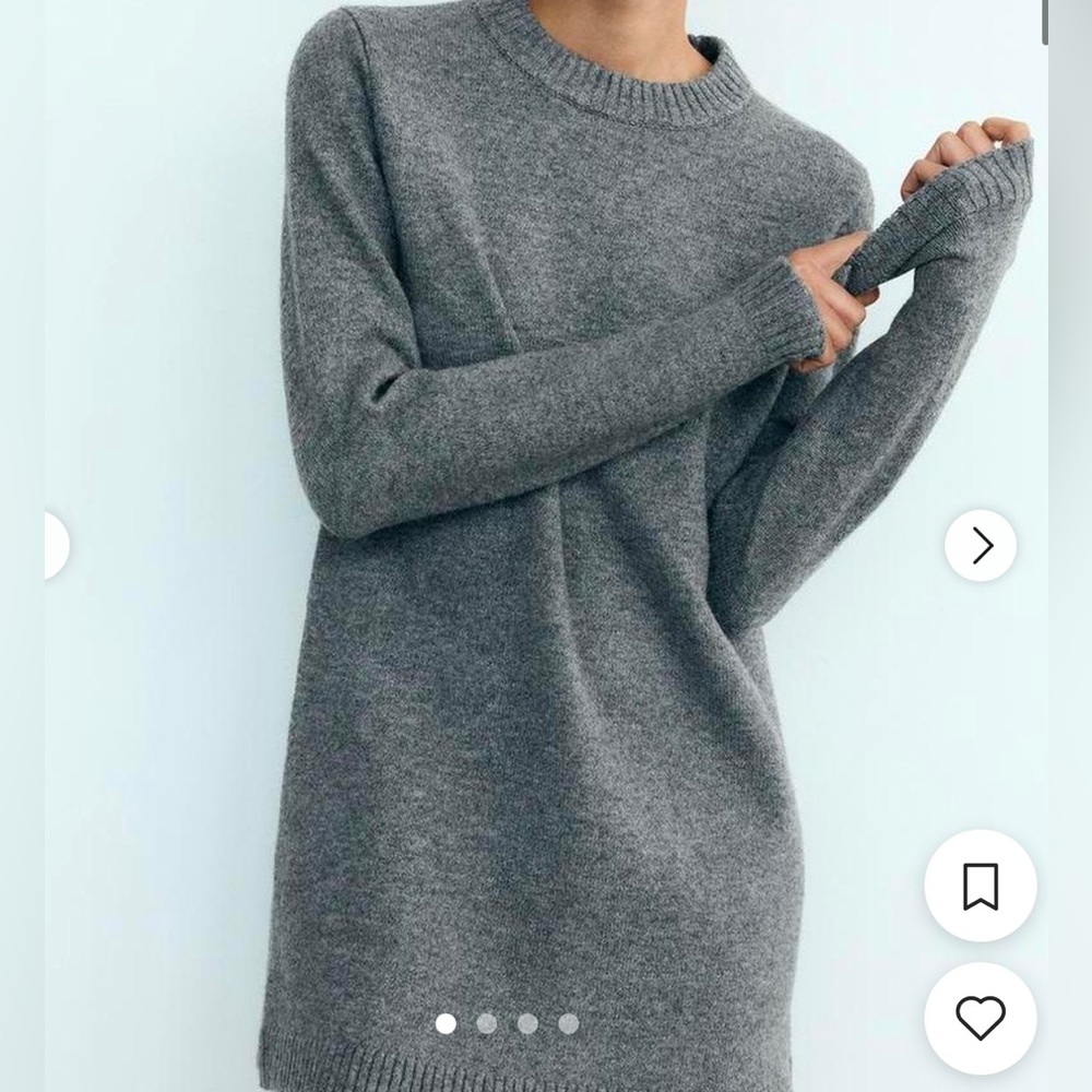 Cozy Gray Women's Sweater Dress Crewneck